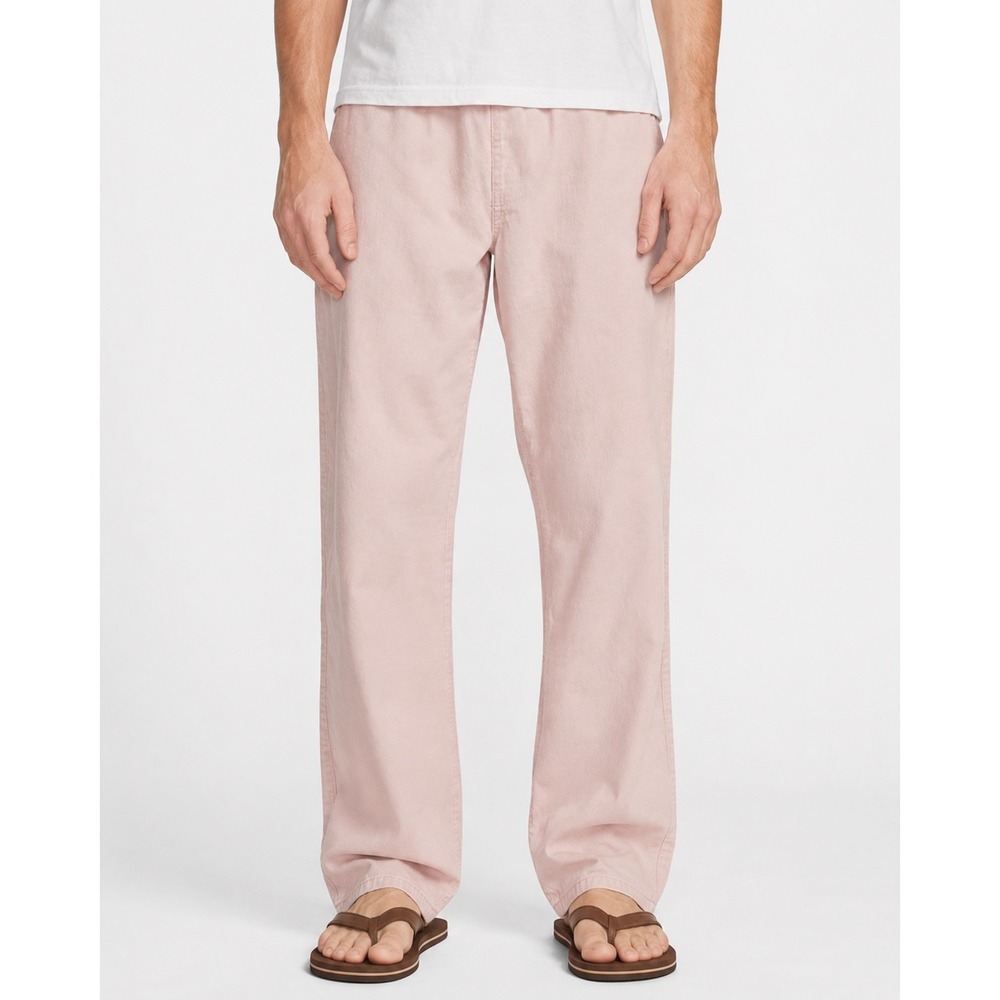 RVCA Americana Fit Corduroy Pants Mens Medium Rose Pink Elastic Waist Straight